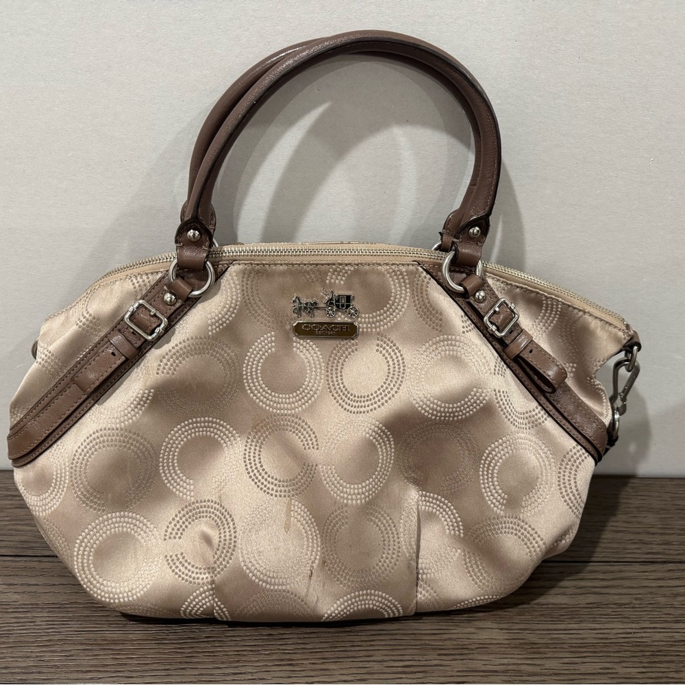 Coach Tan Shoulder Bag with Brown Accents
